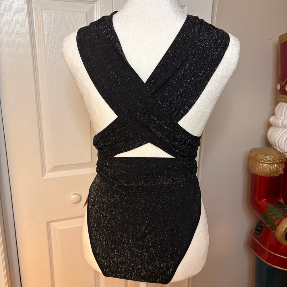 Black Shimmer One-Piece Bodysuit - Picture 9 of 9